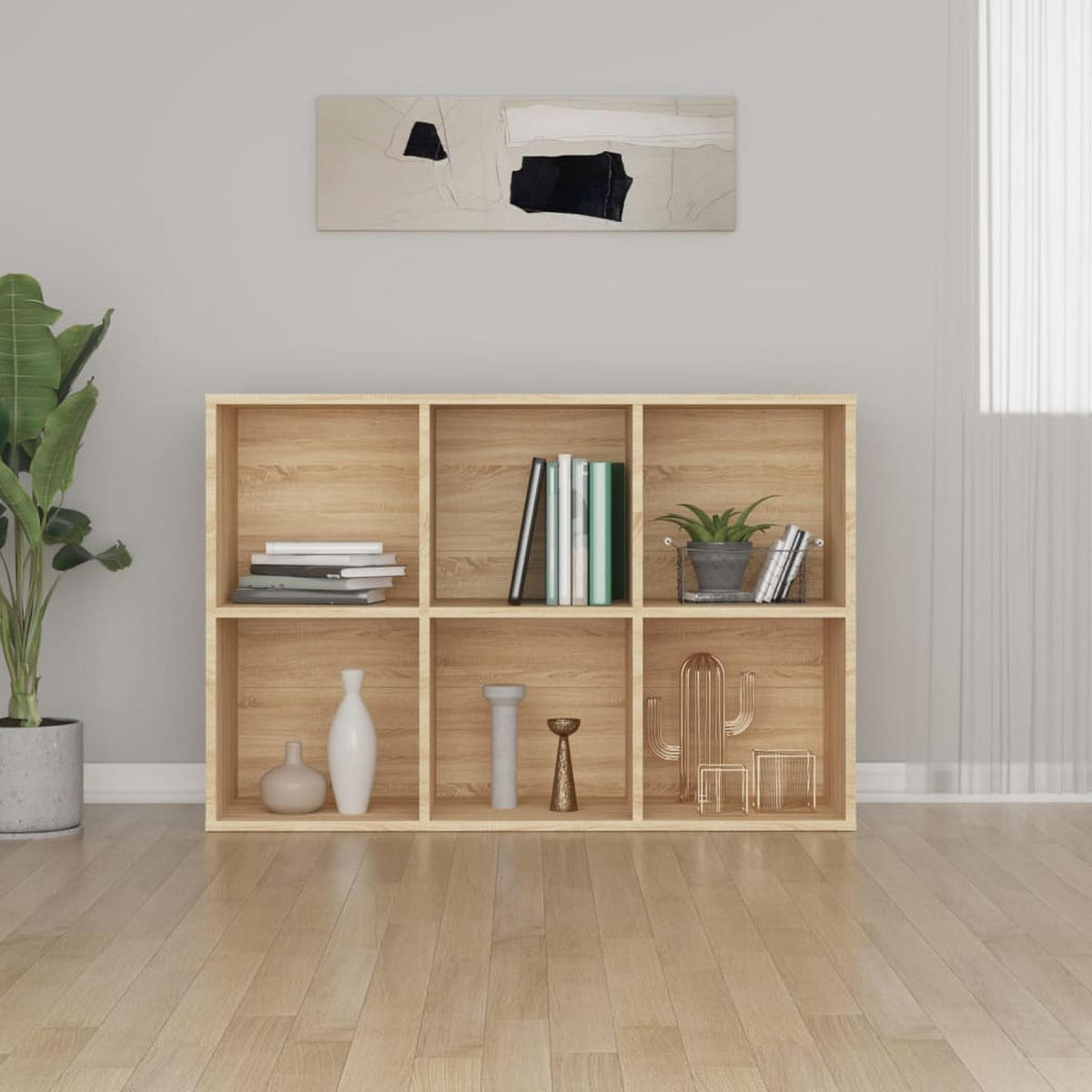 SIDEBOARD mit 6 Fächern 66/30/98 cm aus Holzwerkstoff Sonoma-Eiche Dekor - Sonoma Eiche, Holz (66/98/30cm) - vidaXL