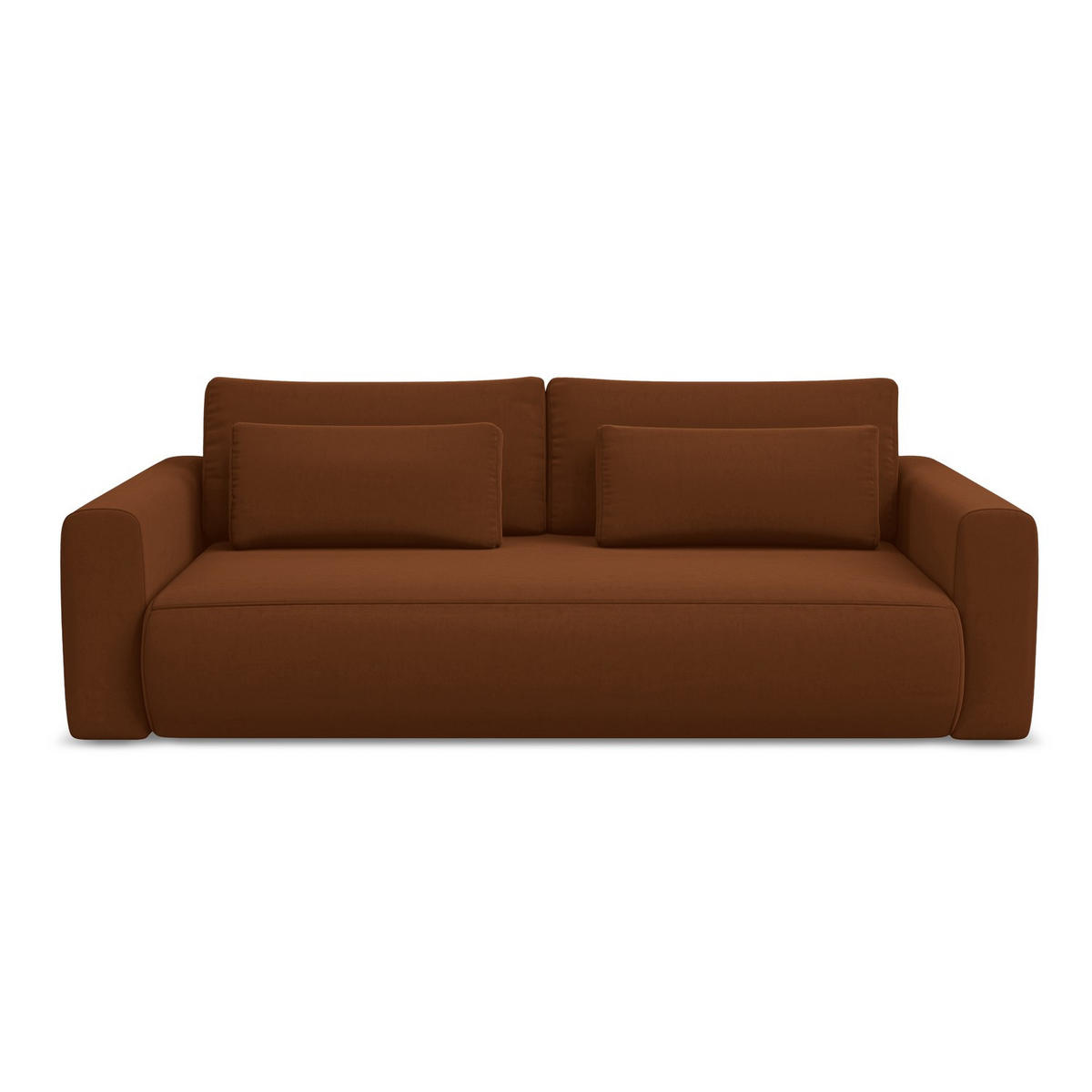 3-SITZER SOFA mit Schlaffunktion Samt Stoff Orange - Terracotta/Schwarz, Kunststoff/Textil (238/82/105cm) - LaMiaSofa