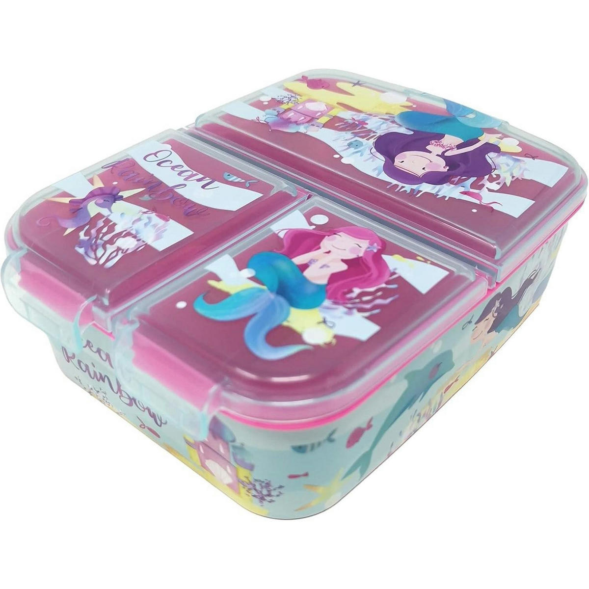 BROTDOSE Kinder mit Unterteilung Meerjungfrau 18 cm - Multicolor, Kunststoff (14/7/18cm)