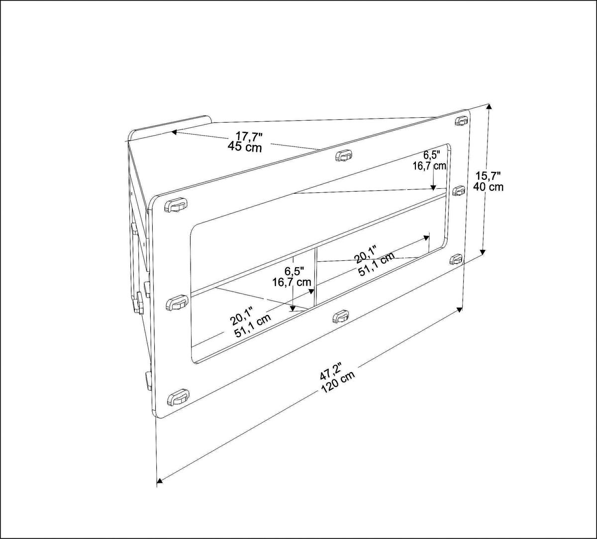 TV-ELEMENT Sala - Eichefarben, Holzwerkstoff (120/40/45cm)