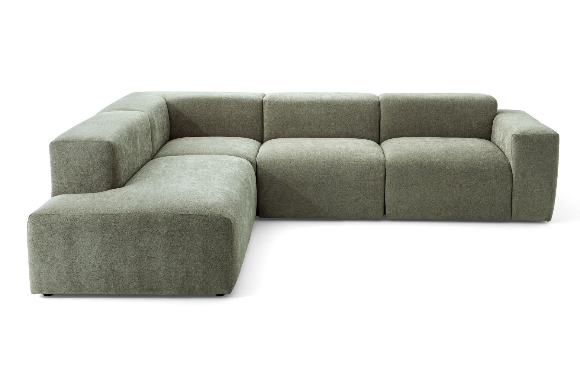 4-SITZER modulares Ecksofa HEAVEN SET 2 Links, Breite 300 cm Webstoff Grün - Schwarz/Grün, Holz/Kunststoff (300/245cm) - Muffo