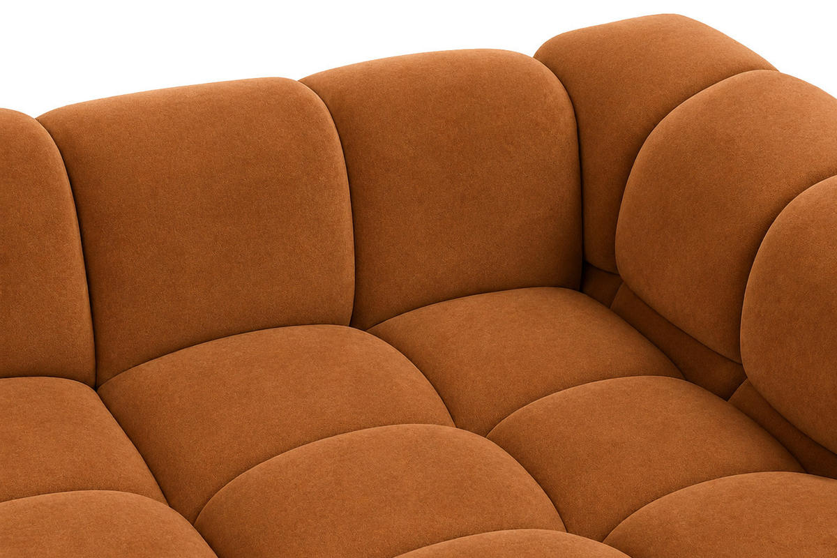 ECKSOFA L-Form, Veloursstoff Bluvel, Zimtfarbe, Links, Averro XL - Orange, Holz (320/150cm) - Kaiser Möbel