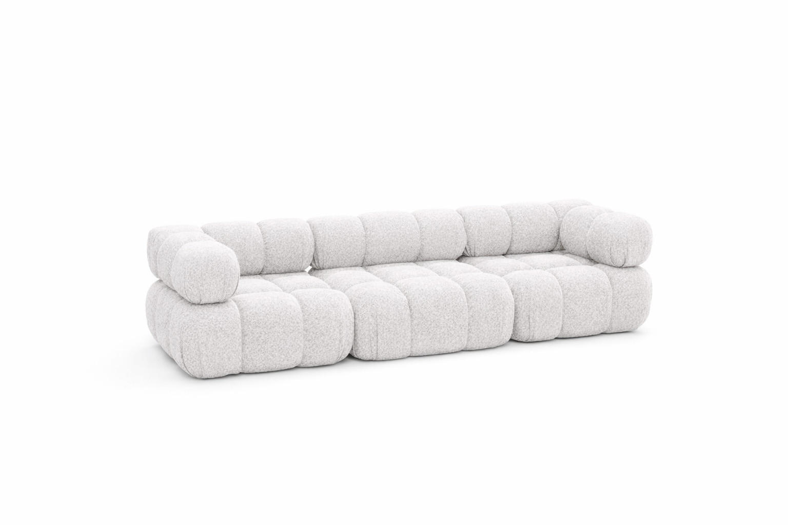 COUCH, 3-Sitzer Modular, Bouclé-Stoff Abriamo, Ecru, Selia - Ecru, Holz (285/70/95cm) - Kaiser Möbel