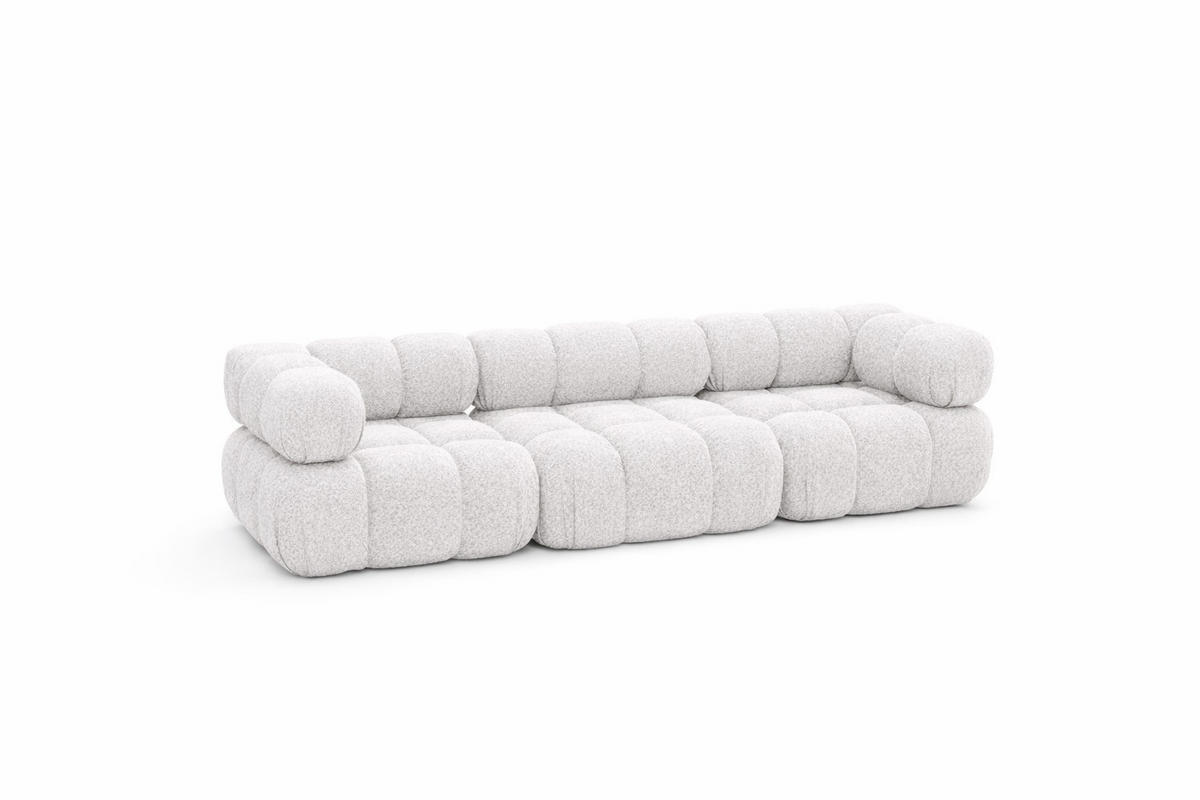 COUCH, 3-Sitzer Modular, Bouclé-Stoff Abriamo, Ecru, Selia - Ecru, Holz (285/70/95cm) - Kaiser Möbel