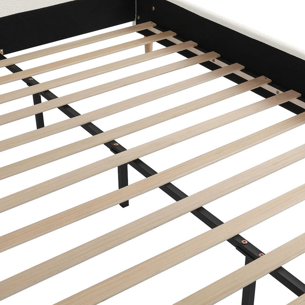 POLSTERBETT 140×190cm mit Lattenrost,Elfenbeinfarben - Weiß, Textil (140/190cm) - KOMHTOM