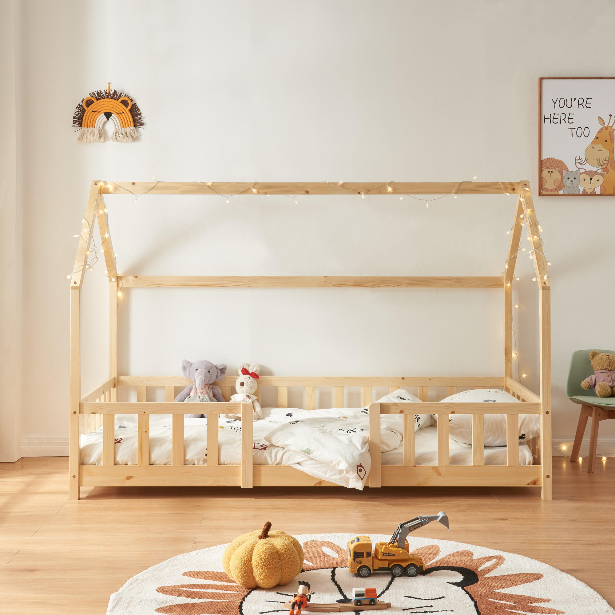 HAUSBETT Sisimiut - Naturfarben, Holz (90/200cm) - [en.casa]