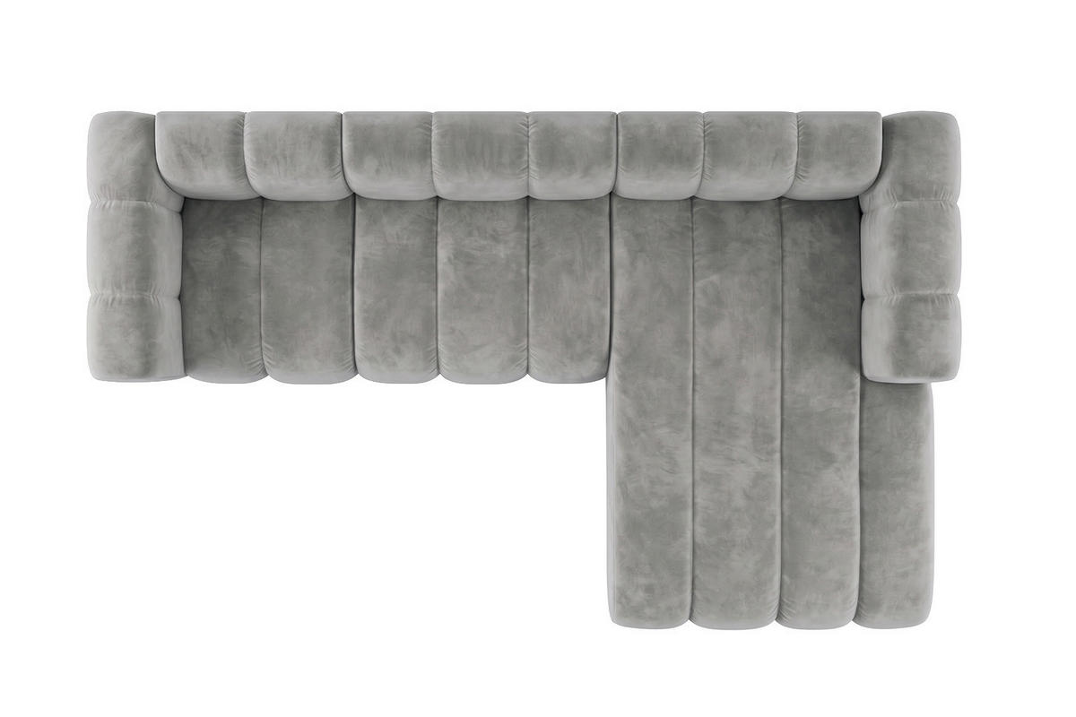 ECKSOFA Modulares In L-Form, Velvet-Stoff Riviera, Grau, Rechts, GRAND 287 cm - Grau, Holz (287/179cm) - Kaiser Möbel