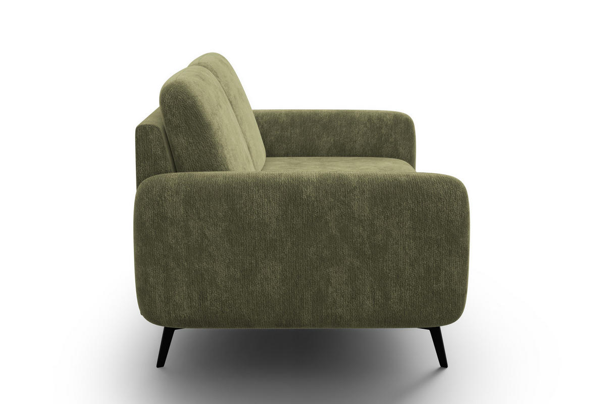 SOFA FEBE 2-Sitzer, olivgrüner Chenille-Stoff - Schwarz/Olivgrün, Holz/Textil (160/82/96cm) - Wozimo