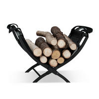 KAMINHOLZKORB - Schwarz, Textil/Metall (43.5/32/32cm) - Relaxdays