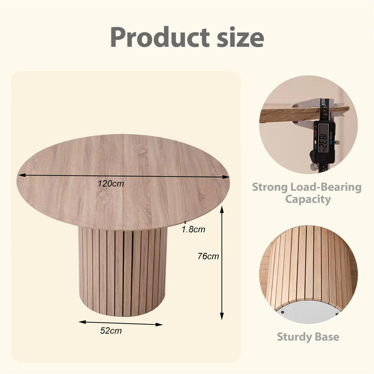 ESSTISCH rund Massivholz Wohnzimmertisch dunkelbraun Design - Dunkelbraun, Holz (120/120/76cm) - Kaket
