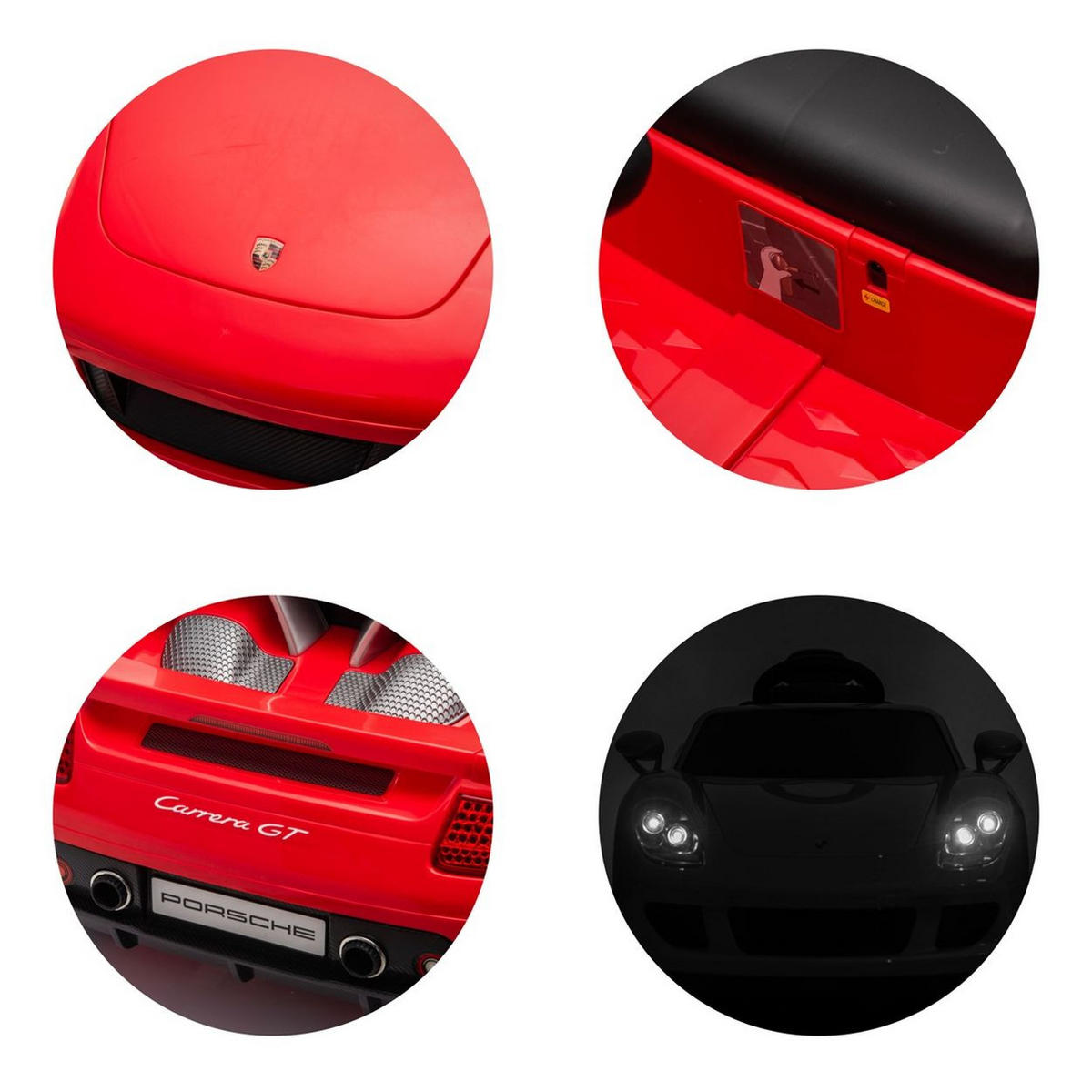KINDER ELEKTROAUTO Porsche Carrera GT rot Fernbedienung, Bluetooth, 2 Motoren, EVA-Reifen, Ledersitz, lizenziert - Rot, Kunststoff (109/59/45cm) - Chipolino