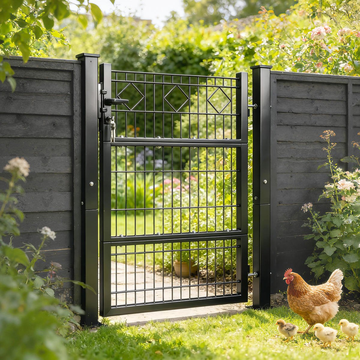 GARTENTOR Verzinktes Metall Dunkelgrau - Dunkelgrau, Metall (6/131cm) - Outsunny