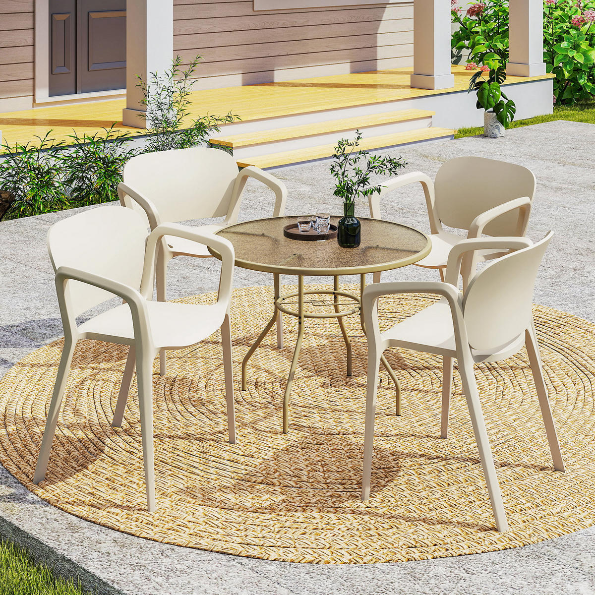 BALKONSTÜHLE 4er Set Kunststoff Weiß - Weiß, Kunststoff (56/75/60cm) - Outsunny