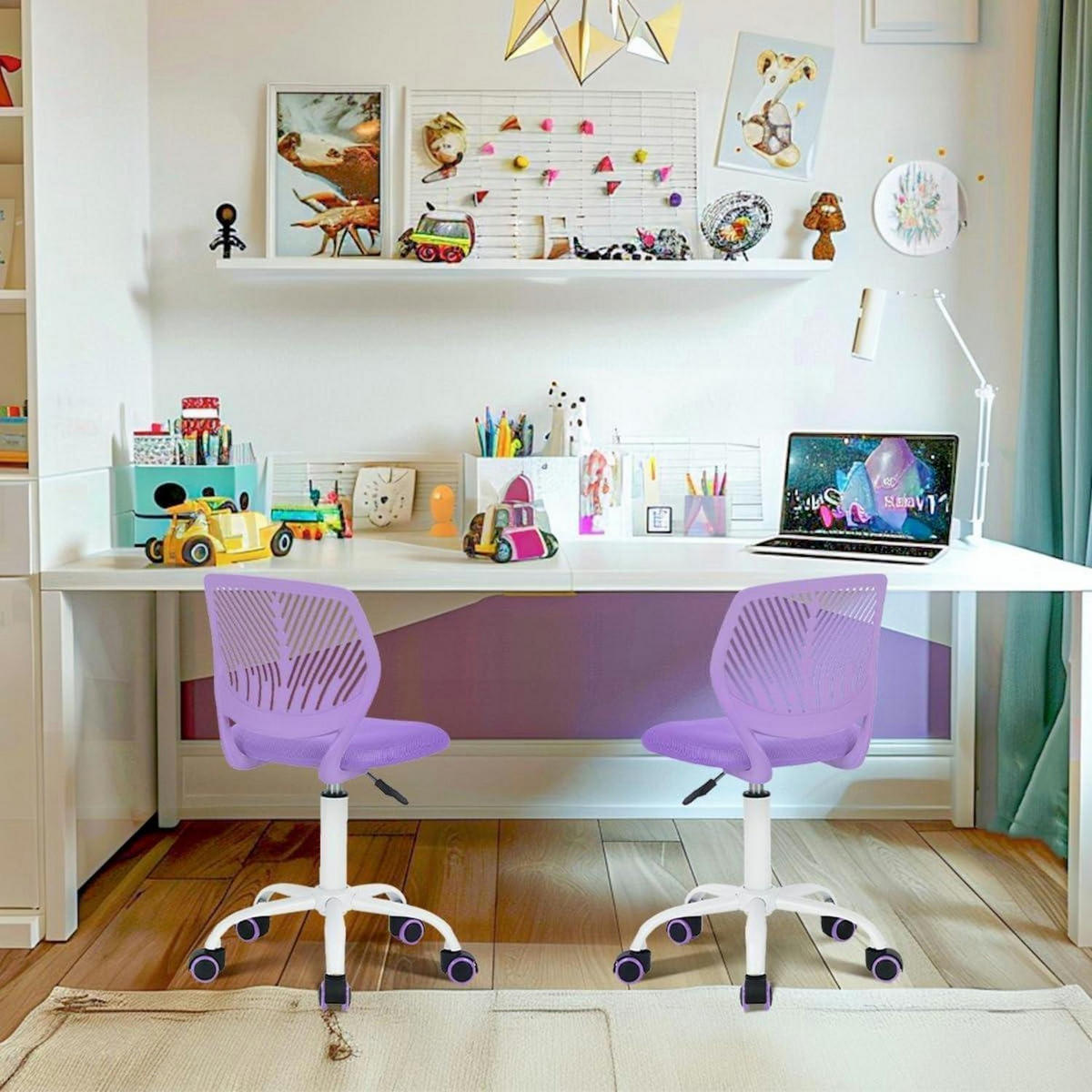 BÜROSTUHL 2er Set Lila Verstellbar Ergonomisch - Lila, Textil (38.5/75/40cm)