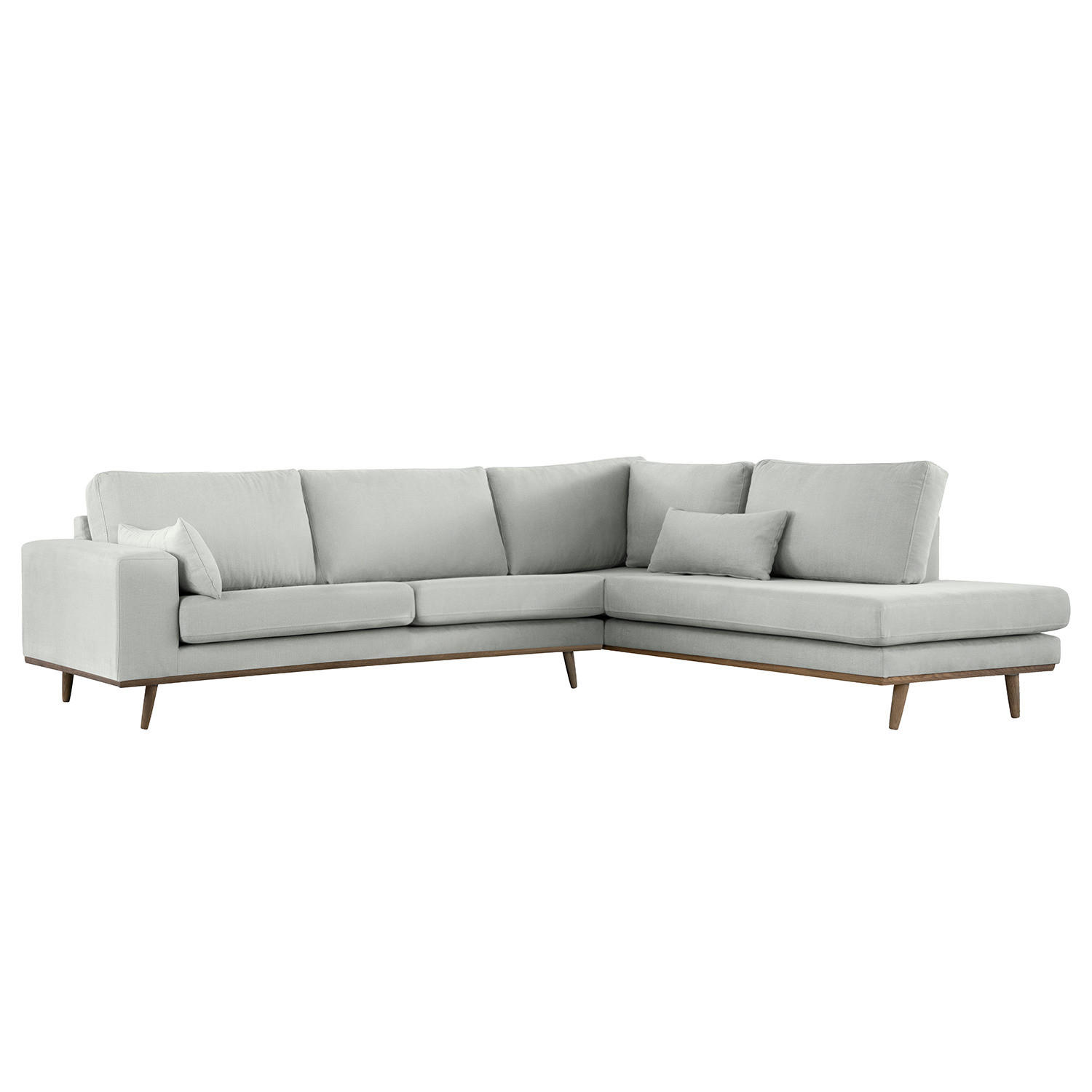ECKSOFA mit Ottomane - Eichefarben/Grau, Naturmaterialien/Eichenholz (287/219cm) - home24