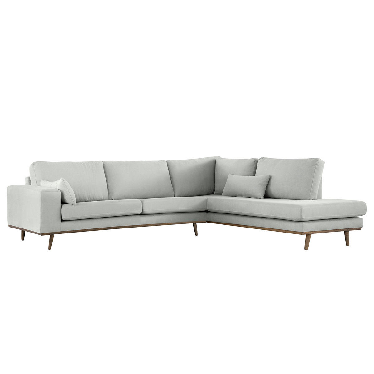 ECKSOFA mit Ottomane - Eichefarben/Grau, Naturmaterialien/Eichenholz (287/219cm) - home24