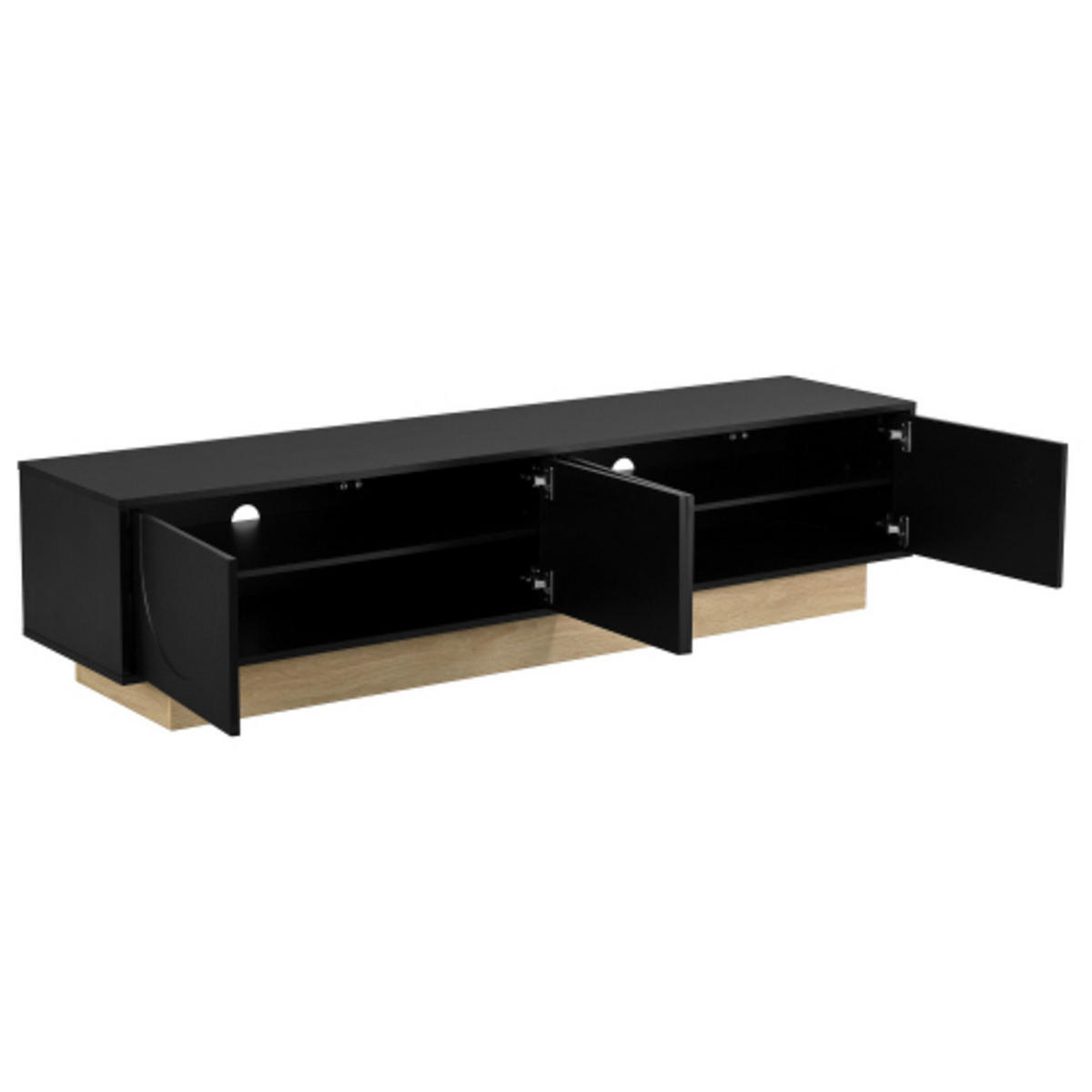 SIDEBOARD mit Holzmaserung schwarz 175×40×41,5 cm aus MDF - Schwarz, Holzwerkstoff (175/41.5/40cm) - Luhomfu