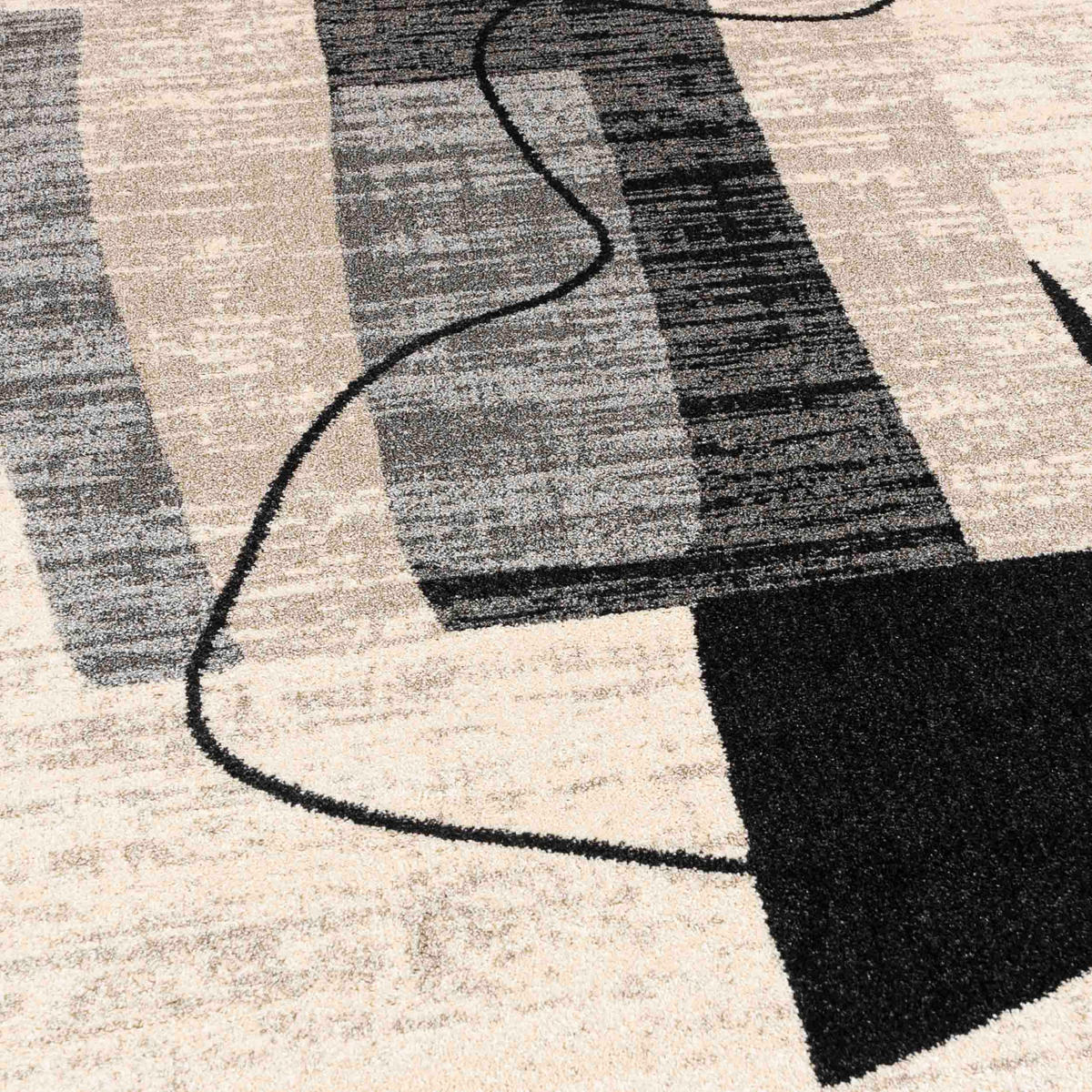 TEPPICH Beige Geometrisch In-Outdoor Pflanzlich Kurzflor Rechteckig 160 x 230 cm - Dunkelgrau, Textil (160/230cm) - Mazovia