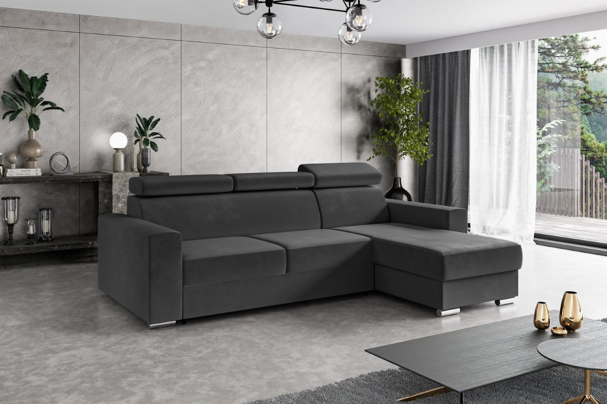 ECKSOFA in L-Form Corner Sofa Bett Eckcouch Couch Wohnlandschaft Cauchsofa FIX - 242x168 cm Dunkelgrau - Dunkelgrau, Holzwerkstoff/Kunststoff (168/242cm) - ALTDECOR