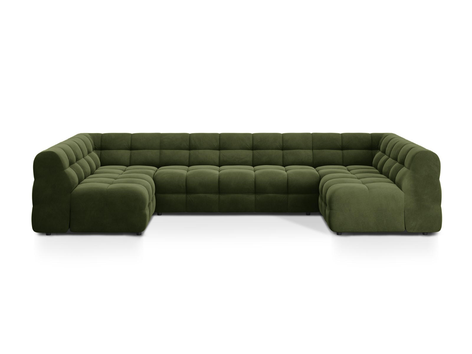 PANORAMASOFA Kendal aus Samt armeegrün 7 Sitzplätze - Olivgrün, Textil (203/79/372cm) - Micadoni