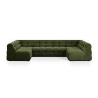 PANORAMASOFA Kendal aus Samt armeegrün 7 Sitzplätze - Olivgrün, Textil (203/79/372cm) - Micadoni