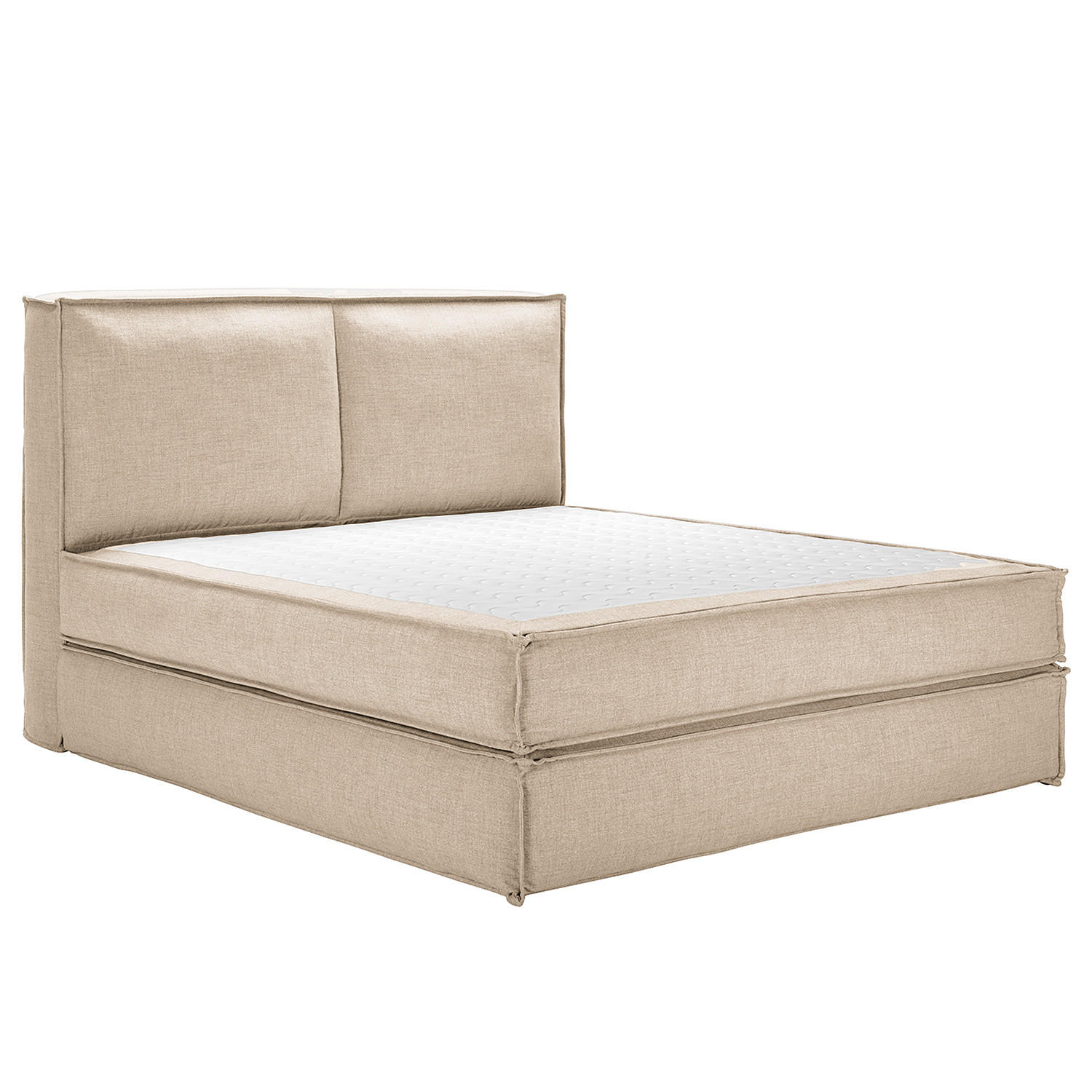 BOXSPRINGBETT mit Kopfteil - Premium - Beige, Textil (180/200cm) - home24