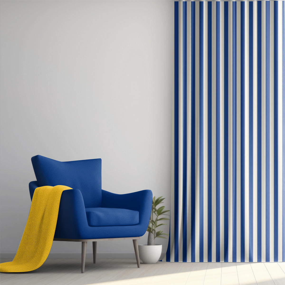 VORHANG Gestreifter aus Baumwolle in Blau 250x140 MARSHALL - Blau, Textil (137/245/0.1cm) - RNT By Really Nice Things