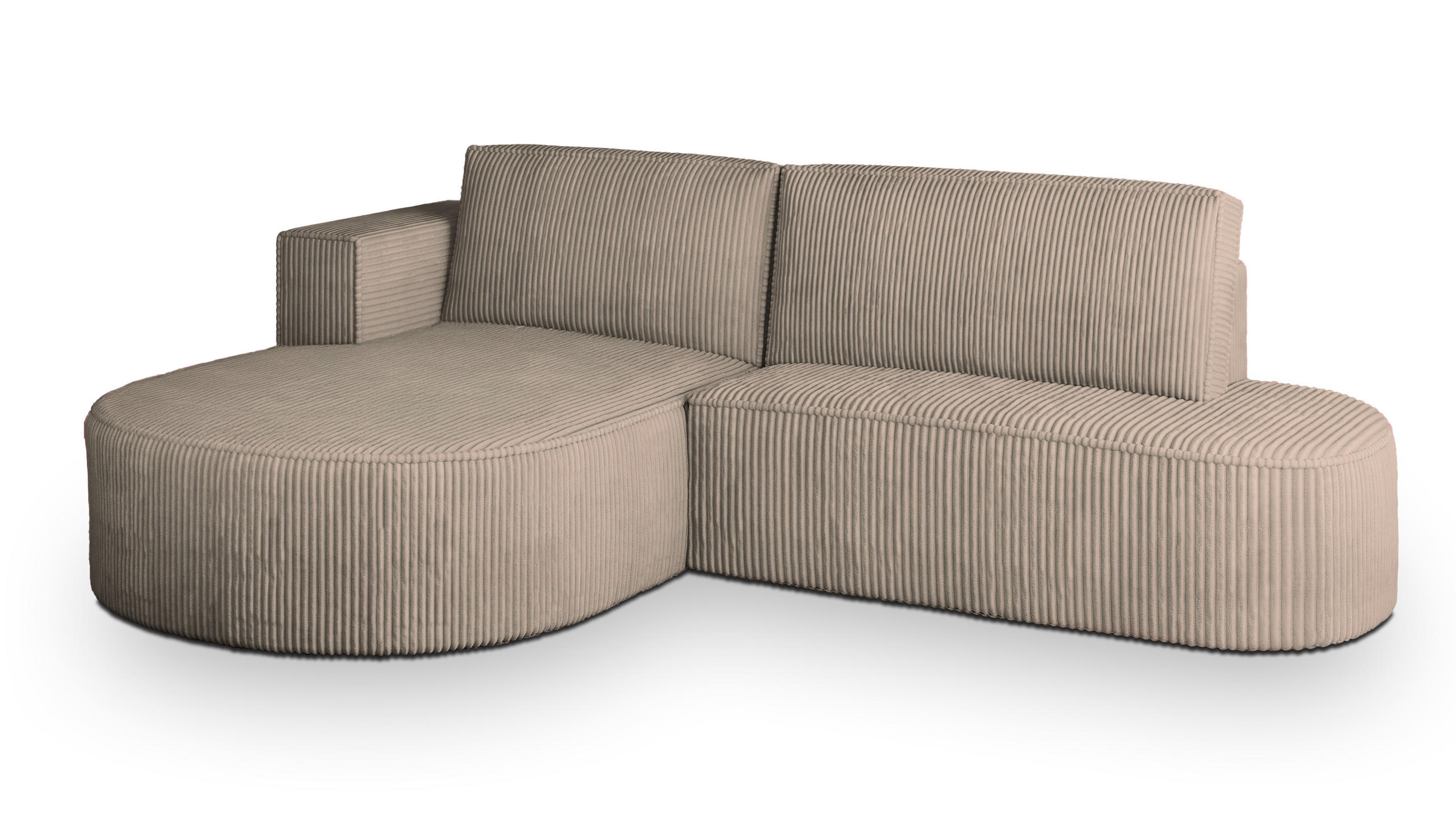 ECKSOFA CORTIO P L-S Beige Kordstoff mit Schlaffunktion - Beige, Holz (265/174cm) - MASSENO