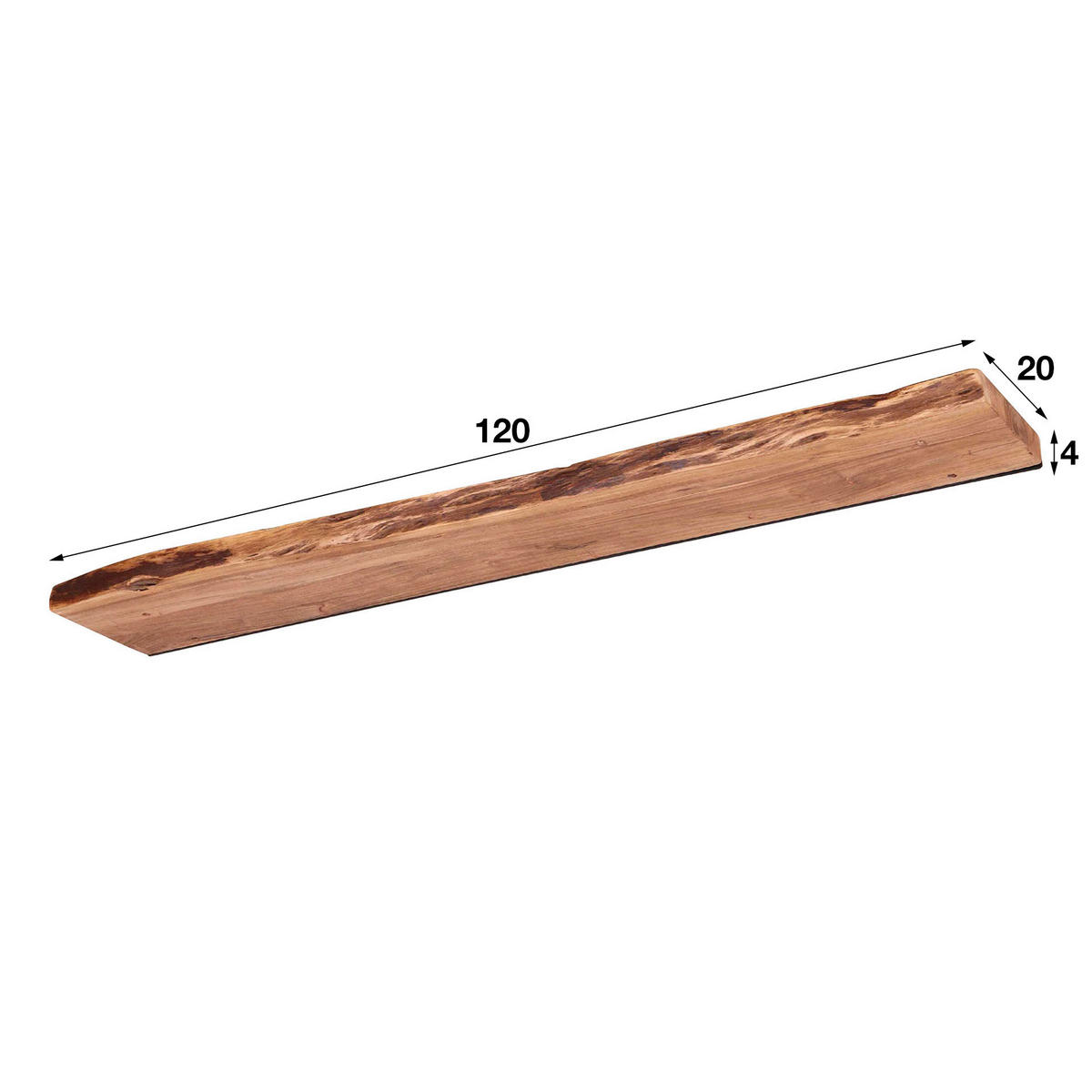 WANDREGAL Edge Braun 120/20/4 cm - Braun, Holz (20/4/120cm) - Hoyz Collection