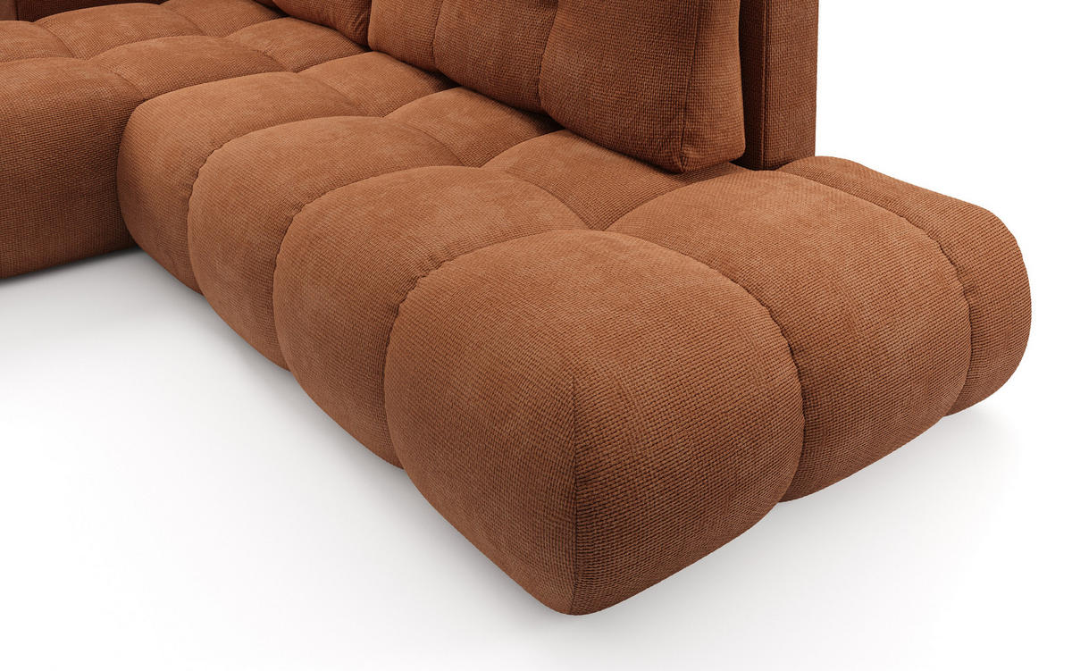 ECKSOFA DUCA L-S Orange Chenille mit Schlaffunktion - Orange, Holz (266.5/266.5cm) - MASSENO