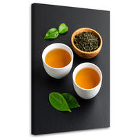 LEINWANDBILD Tee Kräuter Natur 60x90cm - Grau, Textil (60/90cm) - Feeby