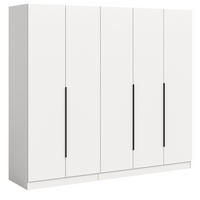 KLEIDERSCHRANK weiß 5-türig 200 x 181 cm, Drehtürenschrank mit zusätzlichen Einlegeböden - Schwarz/Weiß, Holzwerkstoff/Kunststoff (200/181/52cm) - Inn.Furn