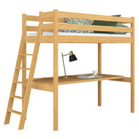 HOCHBETT N02 mit Schreibtisch Naturkiefer 120/190 - Hellbraun, Naturmaterialien/Holz (120/190cm) - N-Wood