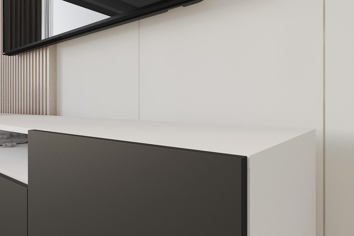 LOWBOARD ELIO-S 200x53x41 cm - Weiß / Schwarz - Schwarz/Weiß, Holzwerkstoff (200/53/41cm) - ALTDECOR