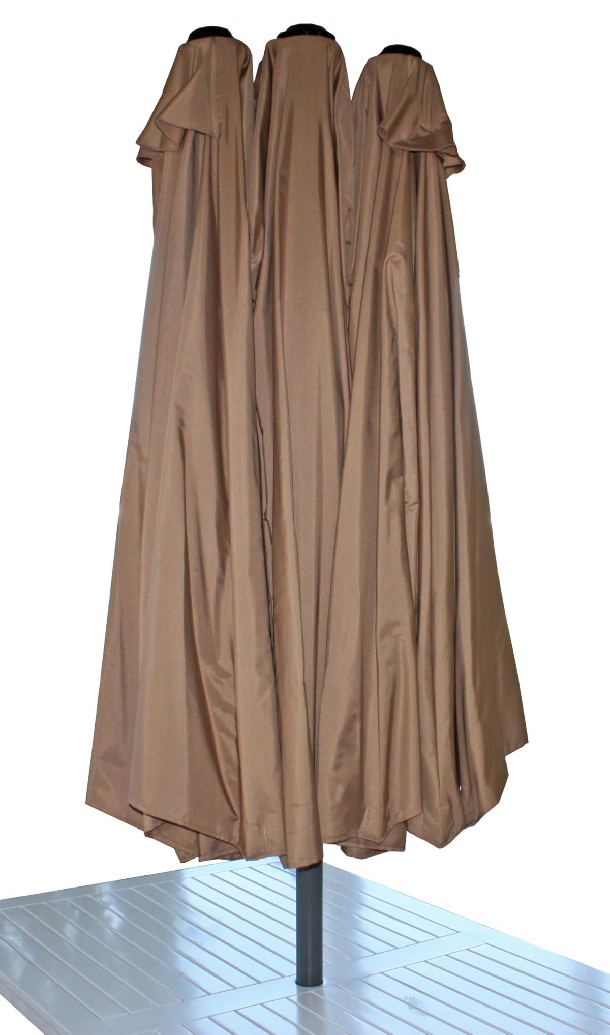 DOPPEL-SONNENSCHIRM Winda Hellbraun Gartenschirm - Hellbraun, Kunststoff (265/460cm) - DELUKE