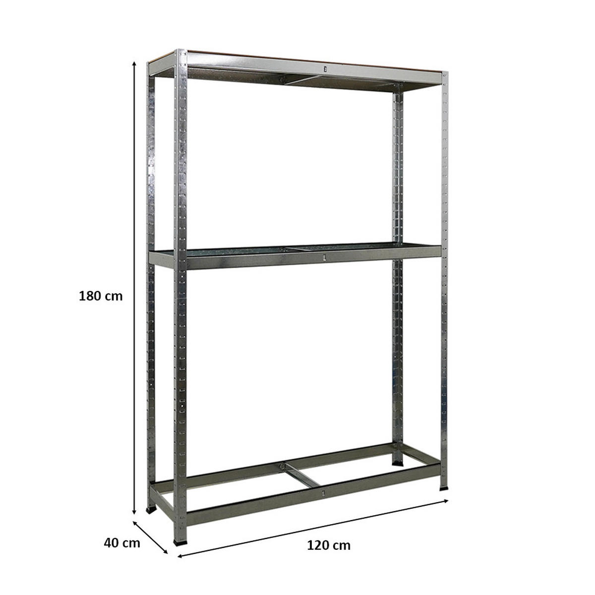 REIFENREGAL Ragnar 180x120x40 cm bis zu 8 Reifen auf 2 Ebenen + Ablage 265 kg Fachlast Verzinkt - Silberfarben, Metall (120/180/40cm) - PROREGAL