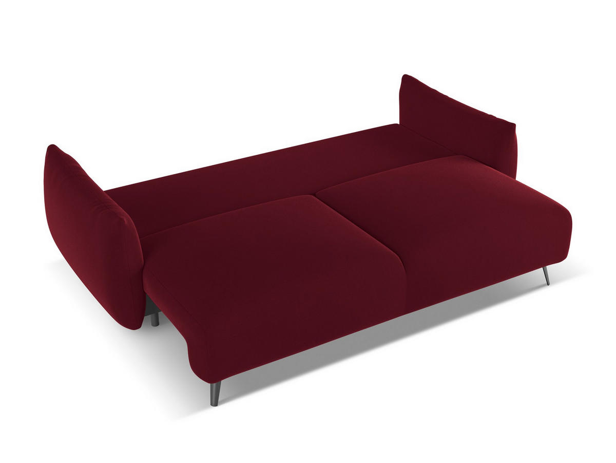 3-SITZER SOFA mit Schlaffunktion Samt Stoff Rot - Bordeaux/Rot, Textil/Metall (230/86/105cm) - Makamii