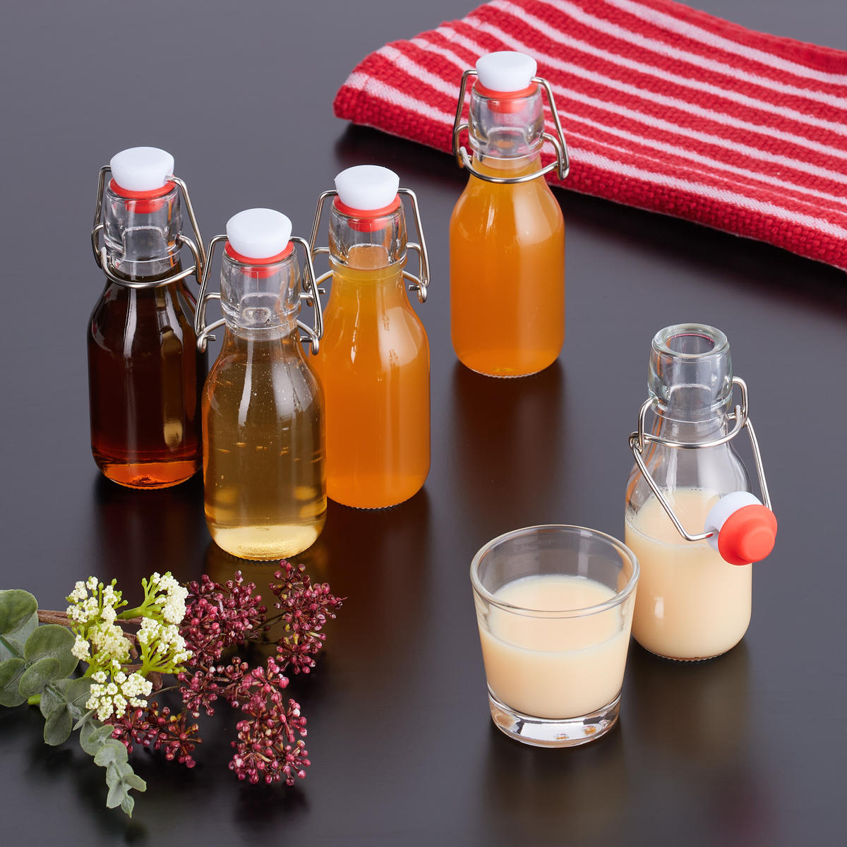 24XSKLENENÁ fľaša - priehľadné, kov/plast (5/14/5cm) - Relaxdays