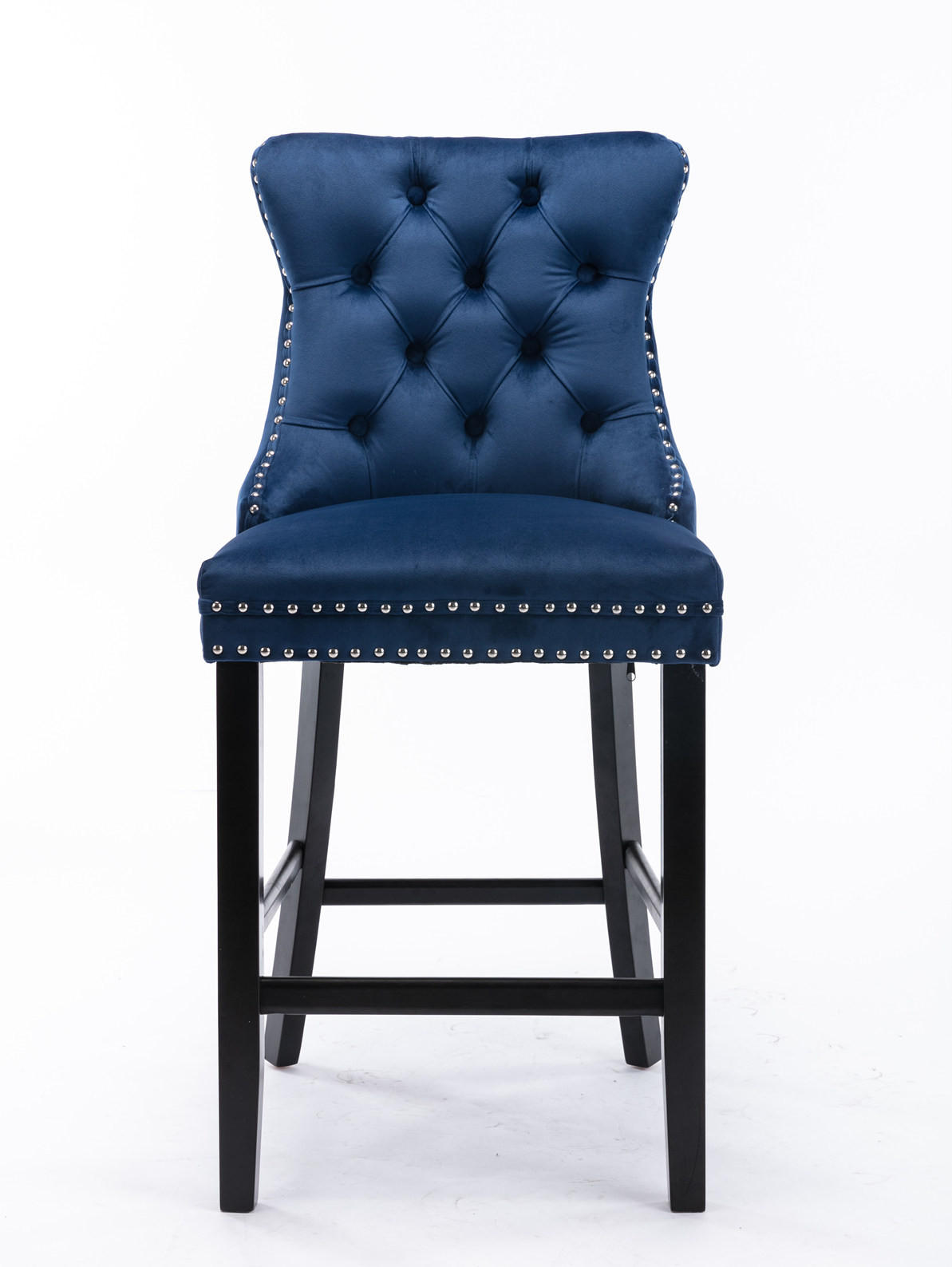BARHOCKER 2er-Set Samt Blau mit Holzbeinen - Blau, Holz (50/103/60cm) - Meubliv