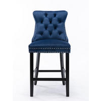 BARHOCKER 2er-Set Samt Blau mit Holzbeinen - Blau, Holz (50/103/60cm) - Meubliv