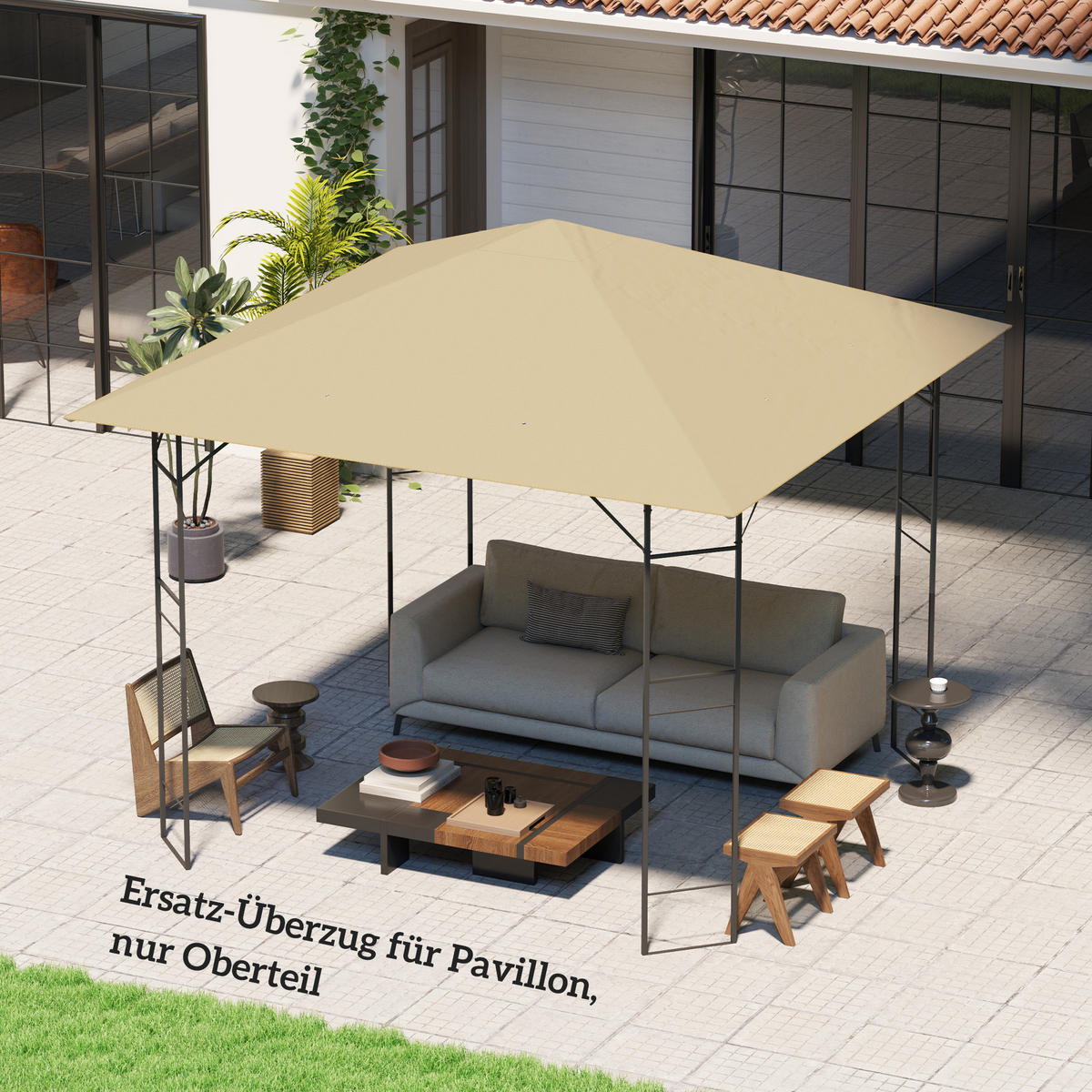 PAVILLON-ERSATZDACH aus Oxfordstoff Beige - Beige, Textil (298/1/298cm) - Outsunny