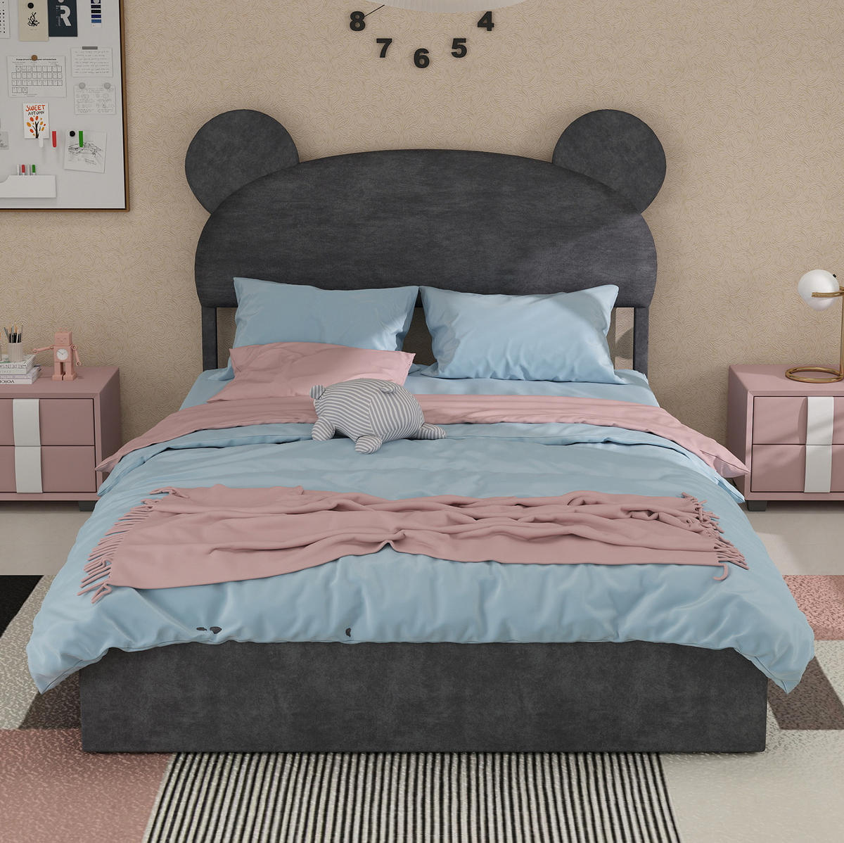 ČALÚNENÁ posteľ 140/200 cm sivá z látky a kovu s úložným priestorom a plynovým zdvihom - sivá, textil (140/200cm) - OKWISH
