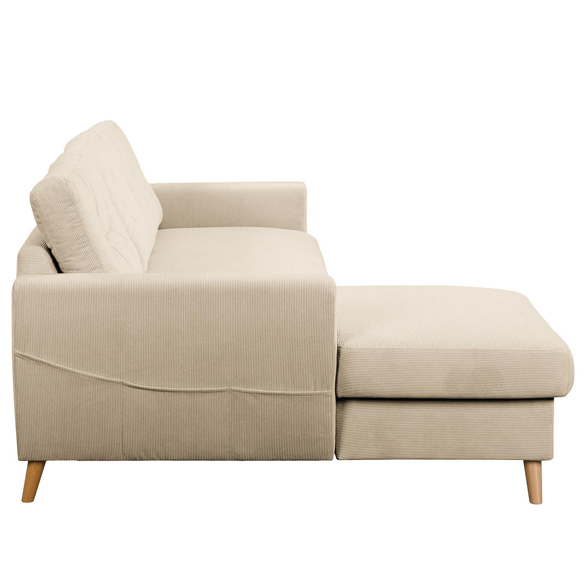 ECKSOFA mit Longchair - Beige/Braun, Holz/Textil (223/148cm) - home24