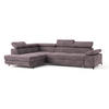 ECKSOFA FAVIEN L-S Lila Velours-Stoff mit Schlaffunktion - Lila, Holz (257/190cm) - MASSENO