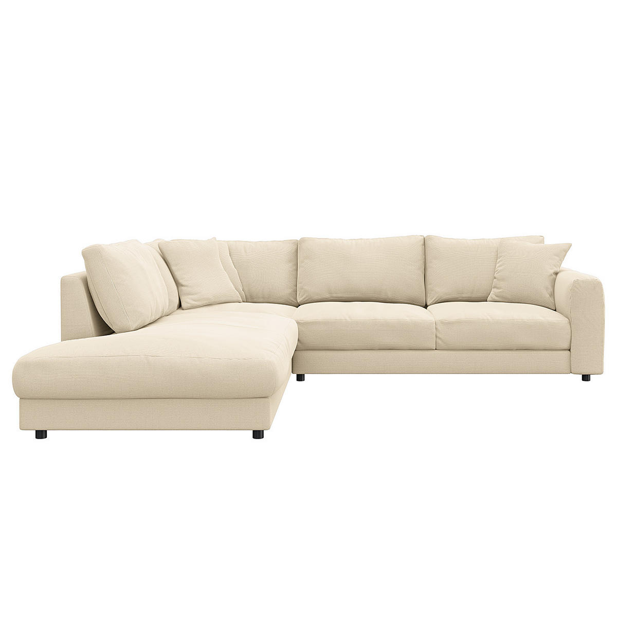 ECKSOFA mit Ottomane - Beige/Schwarz, Holz/Kunststoff (267/254cm) - home24