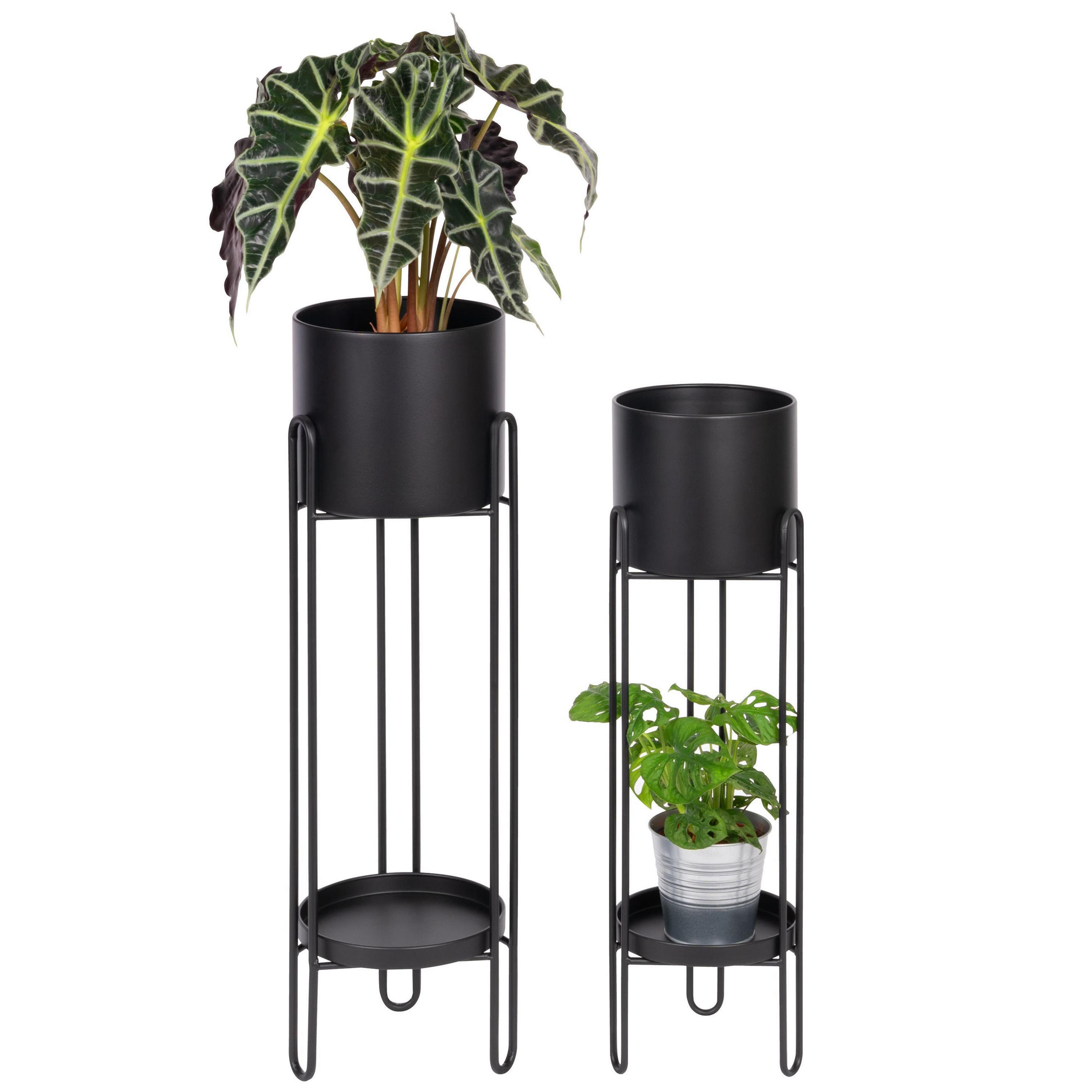 BLUMENHOCKER 2er-Set, schwarz, Metall - Schwarz, Metall (20.7/20.7/74.7cm) - bremermann