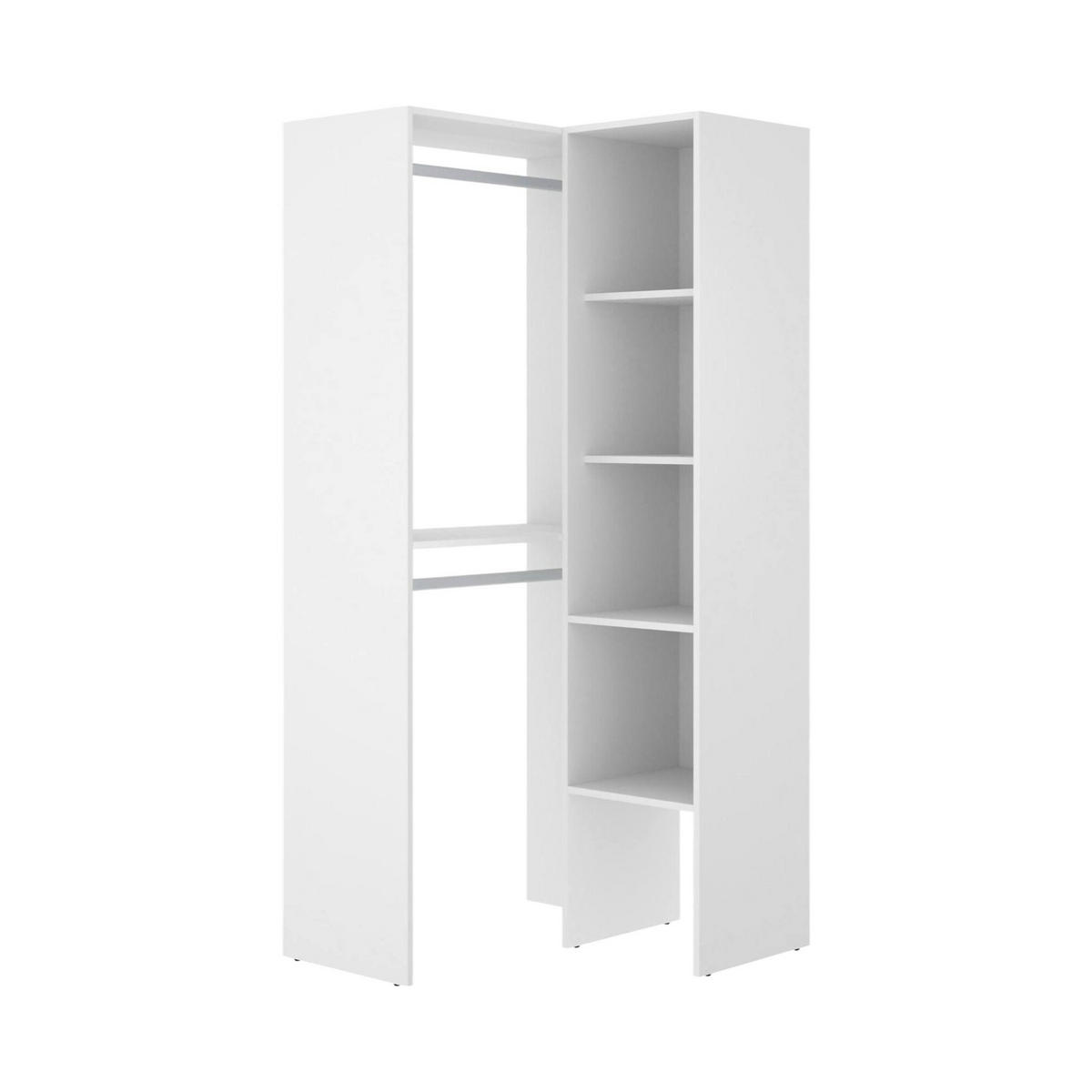 ECKKLEIDERSCHRANK Holz-Effekt Weiß 88.4x79.4h185.5 - Weiß, Holzwerkstoff (79.4/185.5/88.4cm) - DMORA
