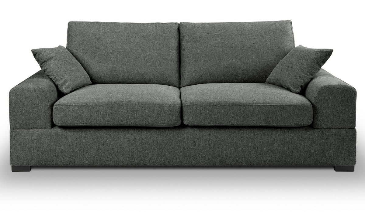 SOFA grau Strukturstoff, Couch 3-Sitzer 221 cm mit Premium Kaltschaum - Schwarz/Grau, Holz/Textil (221/90/93cm) - Inn.Furn