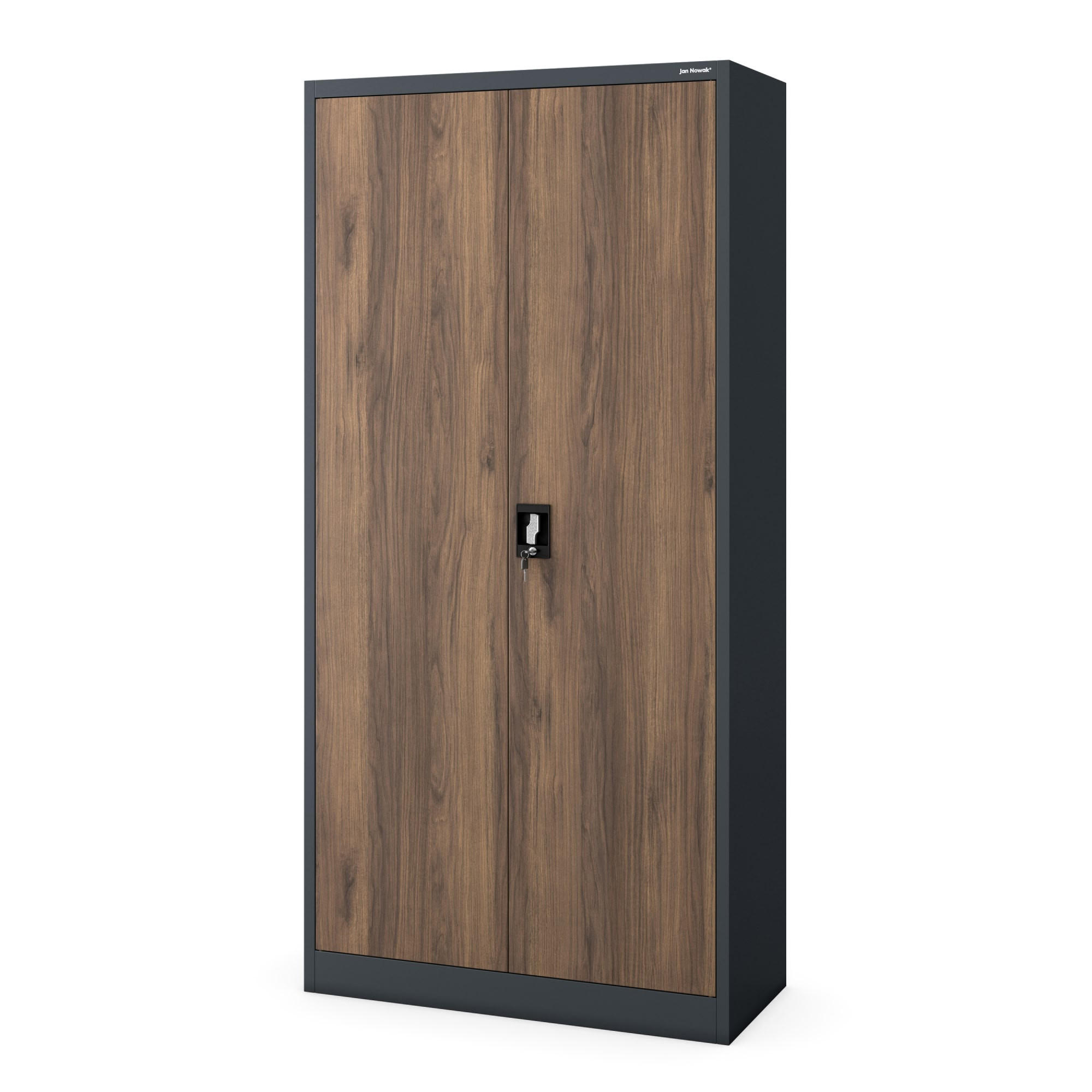 AKTENSCHRANK JAN 185x90x45 cm - Braun/Weiß, Metall (90/185/40cm) - Jan Nowak