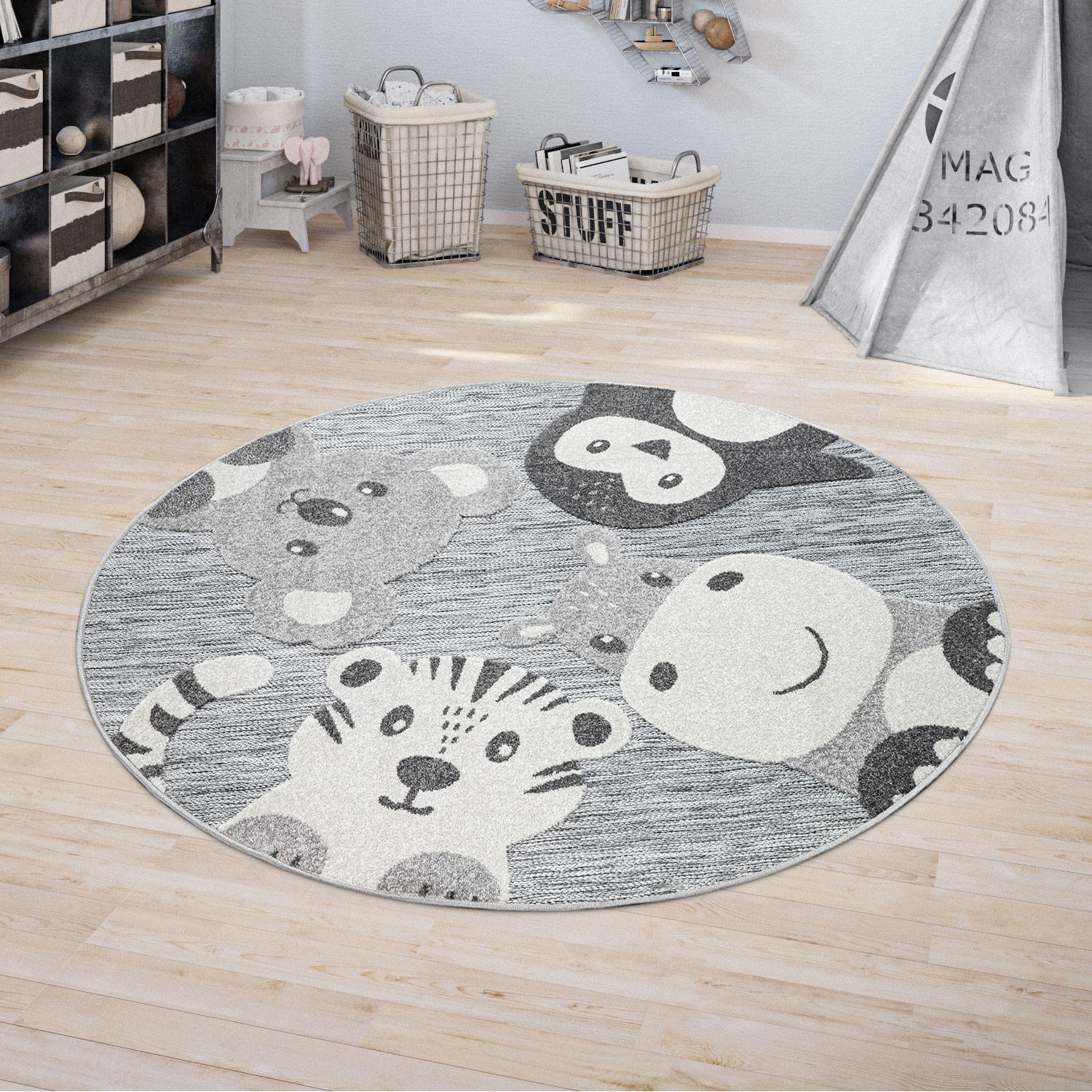 KINDERTEPPICH 200/200 cm Tweet 461 - Grau, Textil (200/200cm) - Paco Home
